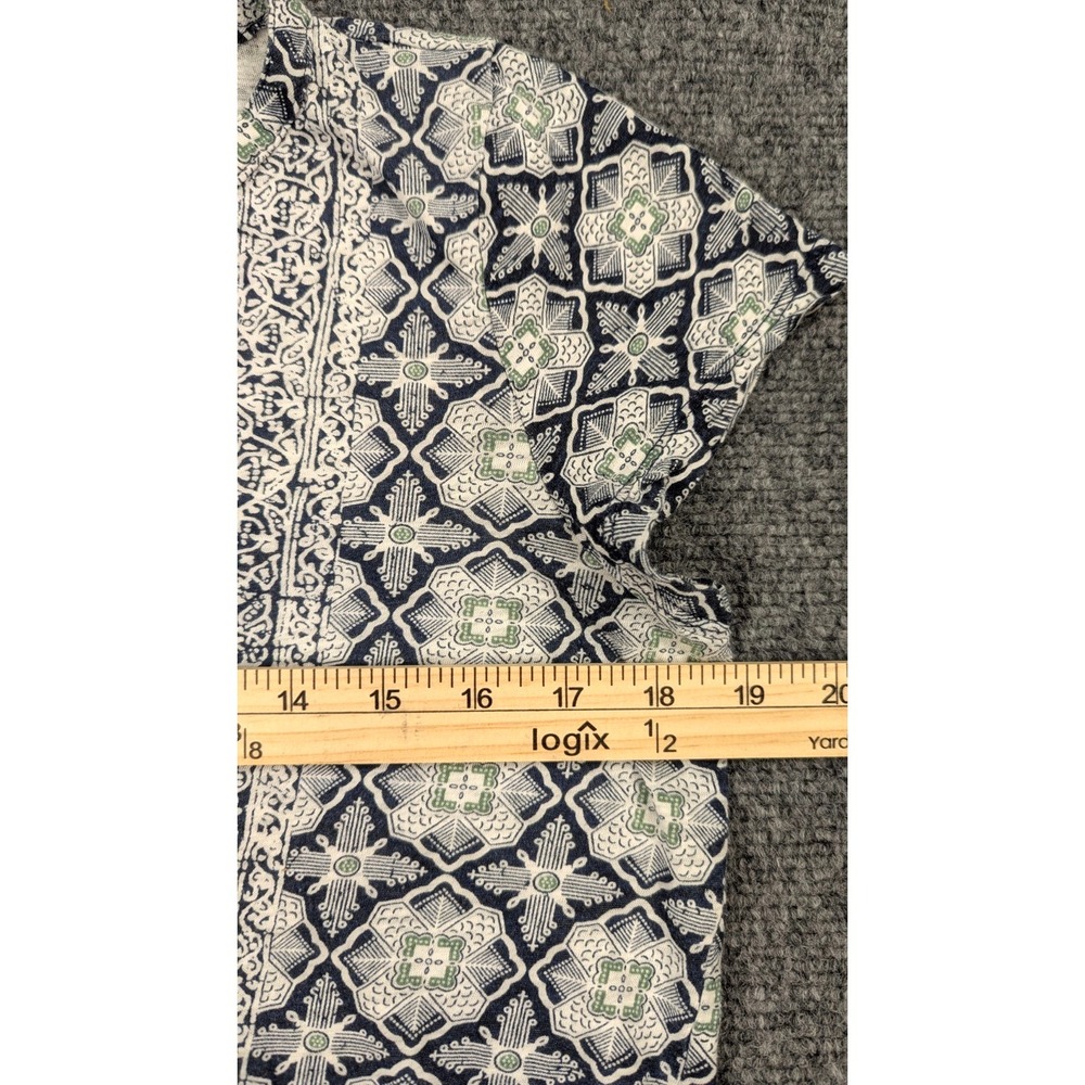 Lucky Brand Boho Print Womens Top Medium Blue Green Peasant Lightweight - Picture 3 of 5
